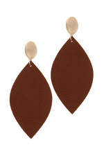 Load image into Gallery viewer, Leather Pointed Oval Post Drop Earring
