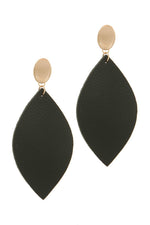 Load image into Gallery viewer, Leather Pointed Oval Post Drop Earring
