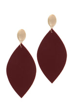 Load image into Gallery viewer, Leather Pointed Oval Post Drop Earring
