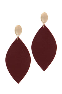 Leather Pointed Oval Post Drop Earring