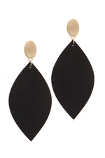 Load image into Gallery viewer, Leather Pointed Oval Post Drop Earring
