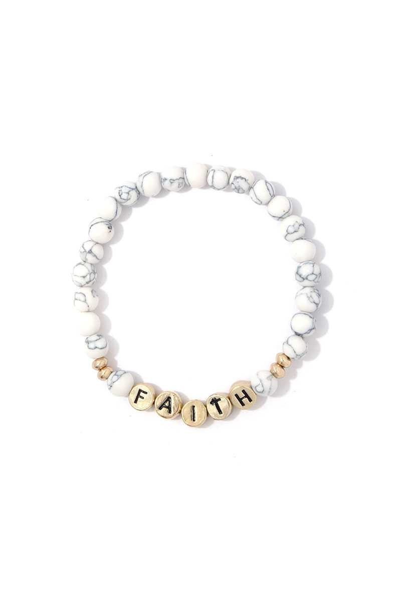 Faith Semi Precious Stone Stretch Bracelet