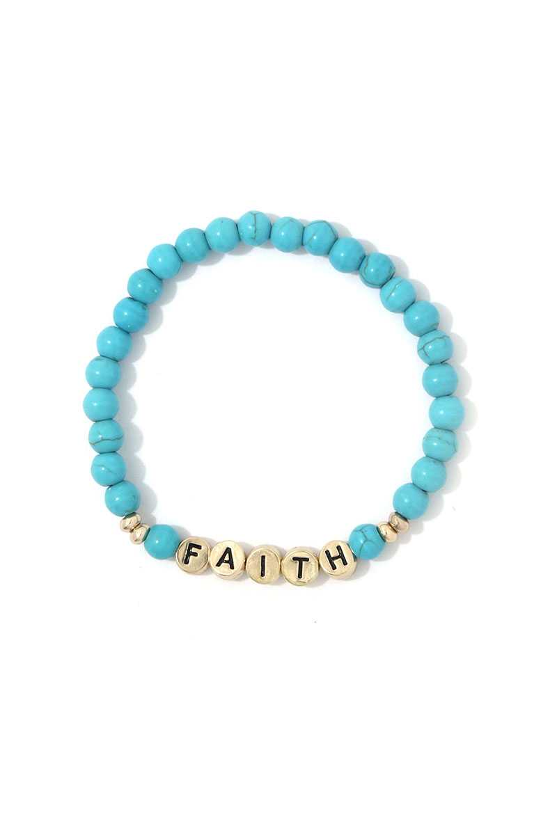 Faith Semi Precious Stone Stretch Bracelet