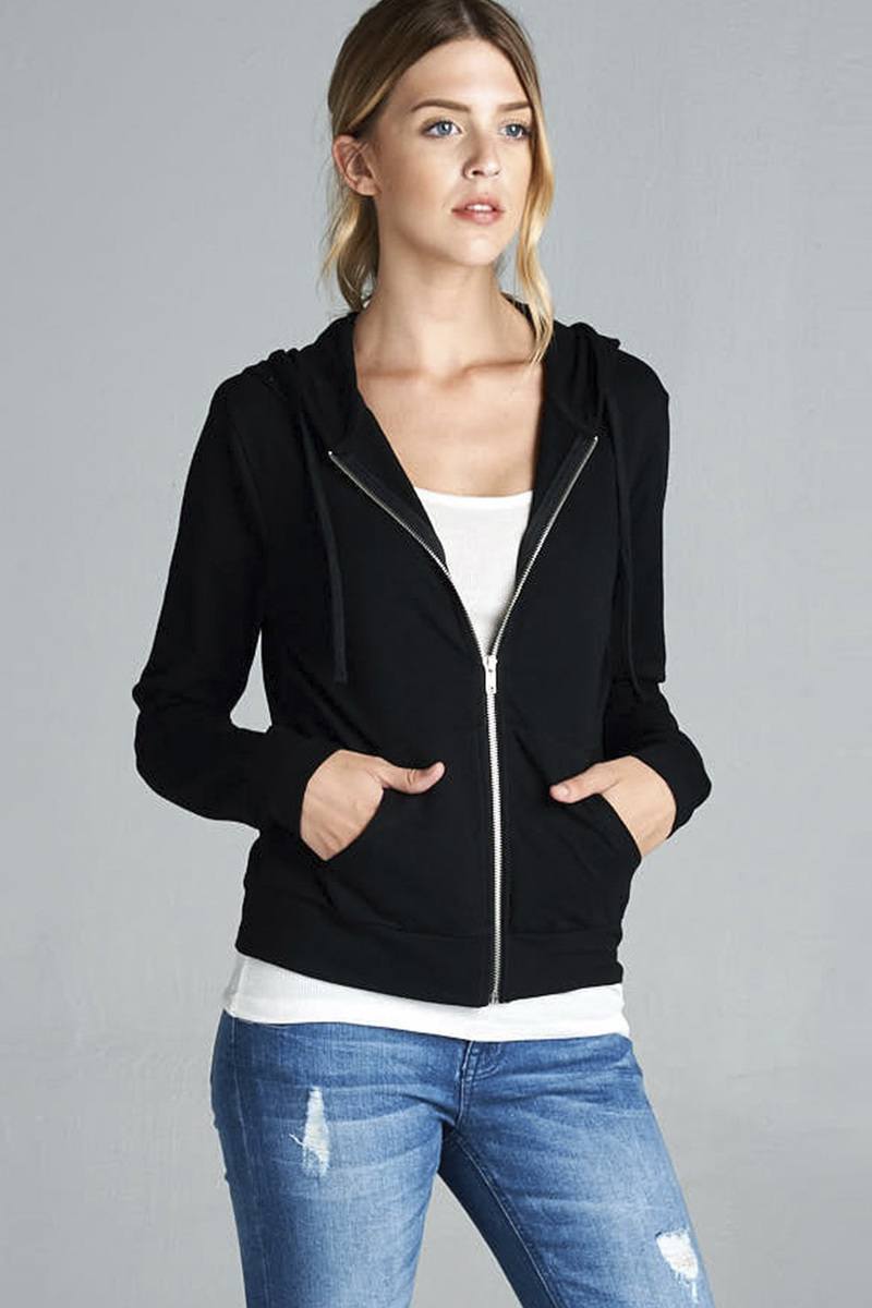 Long Sleeve Zipper French Terry Jacket with Pockets