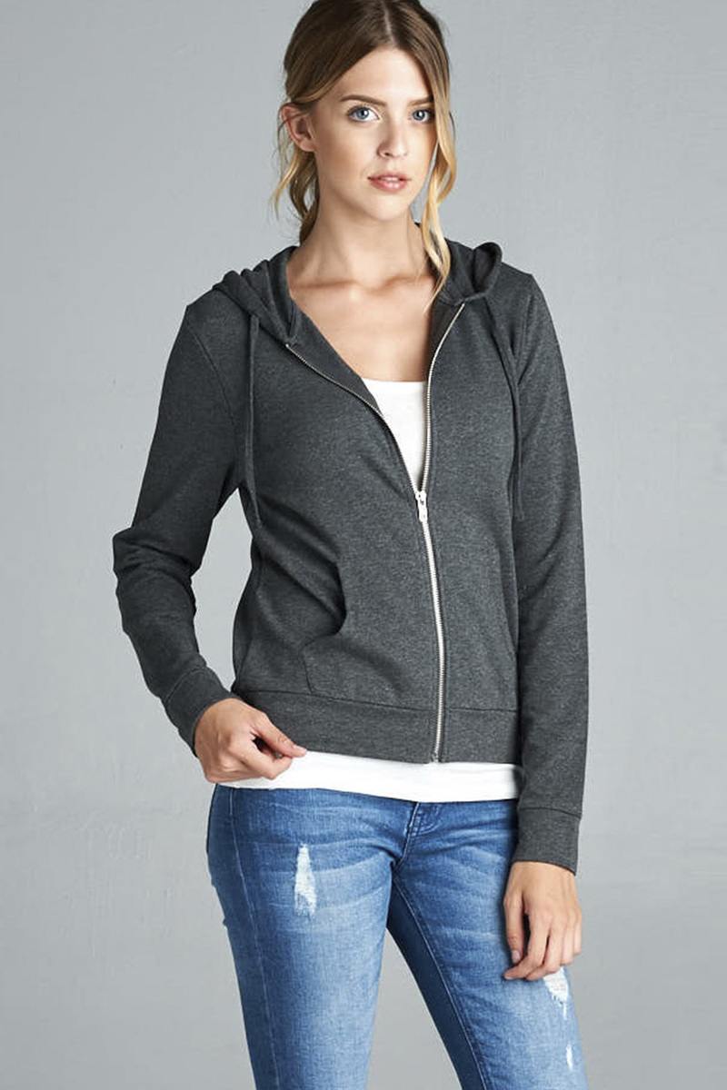 Long Sleeve Zipper French Terry Jacket with Pockets