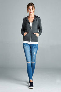 Long Sleeve Zipper French Terry Jacket with Pockets