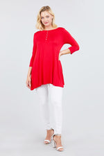 Load image into Gallery viewer, 3/4 Sleeve Button Placket Rayon Spandex Top
