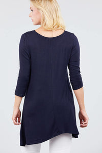 3/4 Sleeve Button Placket Rayon Spandex Top