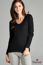 Load image into Gallery viewer, Long Sleeve V-neck Thermal Top
