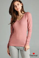 Load image into Gallery viewer, Long Sleeve V-neck Thermal Top
