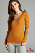 Load image into Gallery viewer, Long Sleeve V-neck Thermal Top
