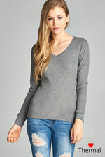 Load image into Gallery viewer, Long Sleeve V-neck Thermal Top
