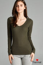 Load image into Gallery viewer, Long Sleeve V-neck Thermal Top
