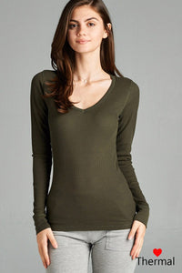 Long Sleeve V-neck Thermal Top