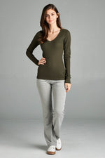 Load image into Gallery viewer, Long Sleeve V-neck Thermal Top
