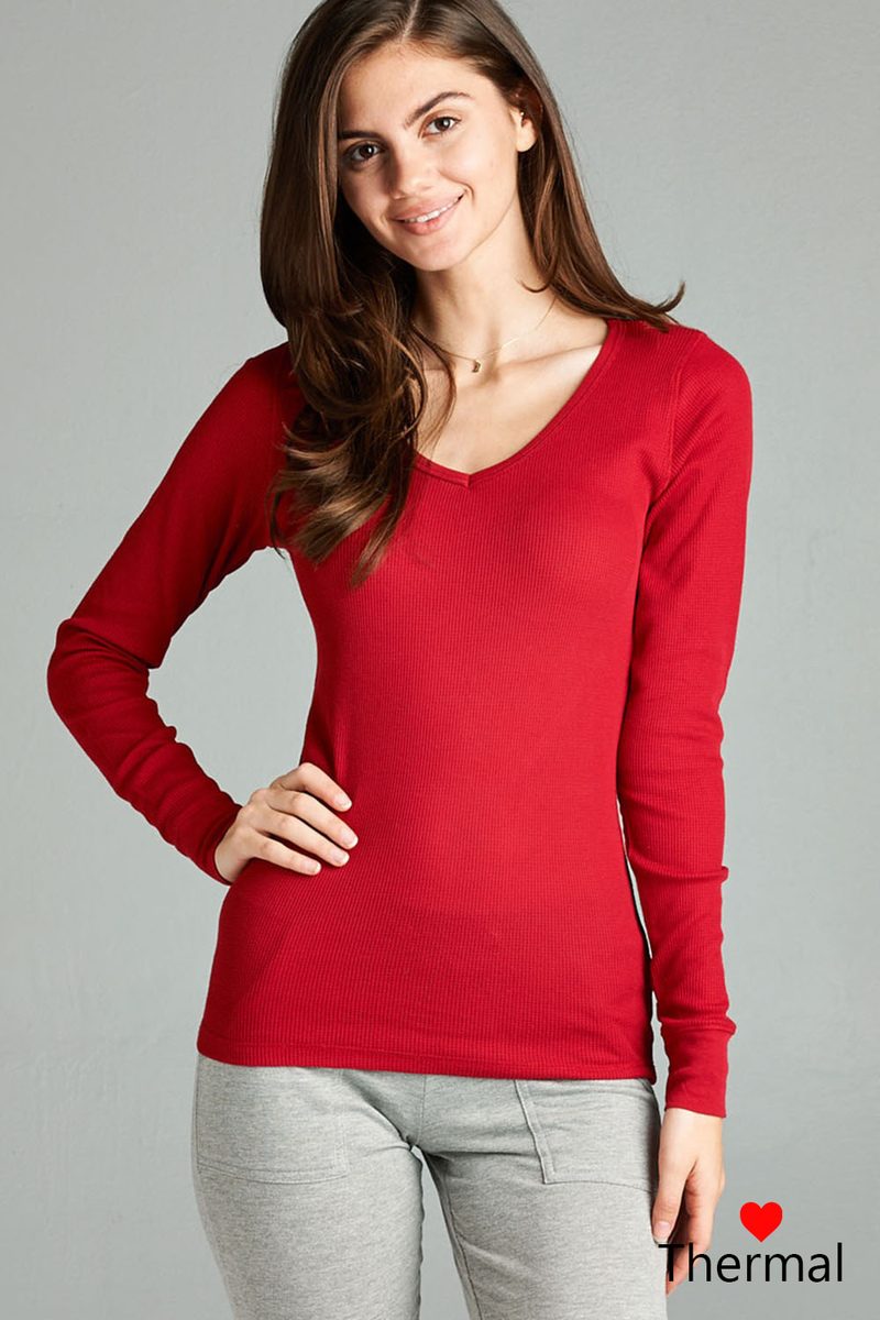 Long Sleeve V-neck Thermal Top