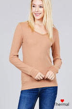 Load image into Gallery viewer, Long Sleeve V-neck Thermal Top
