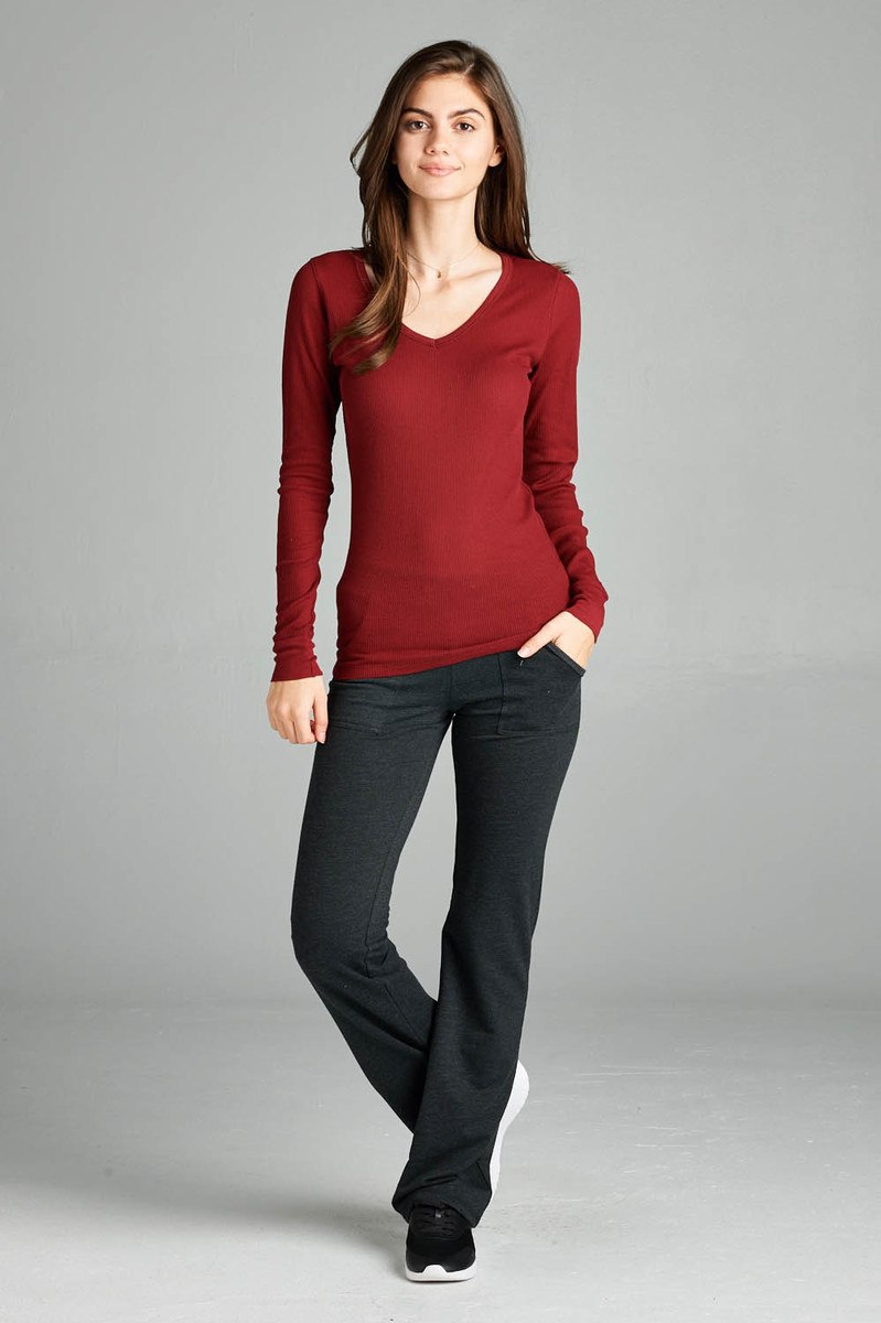 Long Sleeve V-neck Thermal Top