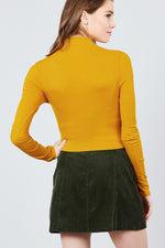 Load image into Gallery viewer, Long Sleeve Button Detail Mock Neck Rib Knit Top
