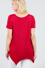 Load image into Gallery viewer, Short Sleeve Scoop Neck Button Rayon Spandex Top
