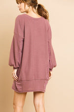 Load image into Gallery viewer, Long Sleeve Waffle Knit Open Shoulder Dress
