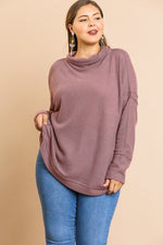 Load image into Gallery viewer, Waffle Knit Long Sleeve High Folded Neck Top
