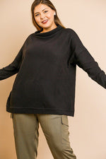 Load image into Gallery viewer, Waffle Knit Long Sleeve High Folded Neck Top
