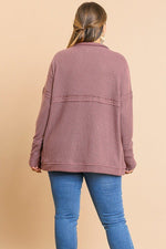 Load image into Gallery viewer, Waffle Knit Long Sleeve High Folded Neck Top
