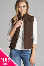 Load image into Gallery viewer, Quilted Padding Vest With Suede Piping Details
