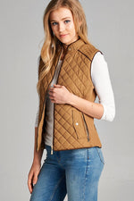 Load image into Gallery viewer, Quilted Padding Vest With Suede Piping Details
