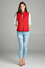 Load image into Gallery viewer, Quilted Padding Vest With Suede Piping Details
