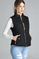 Load image into Gallery viewer, Quilted Padding Vest With Suede Piping Details
