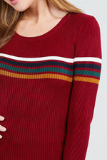 Load image into Gallery viewer, Long Sleeve Round Neck Stripe Sweater Top
