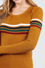 Load image into Gallery viewer, Long Sleeve Round Neck Stripe Sweater Top
