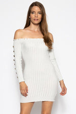 Load image into Gallery viewer, Off The Shoulder Knit Sweater Dress
