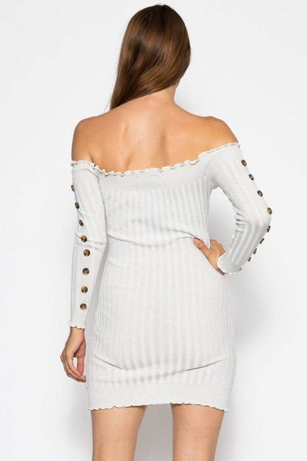 Off The Shoulder Knit Sweater Dress