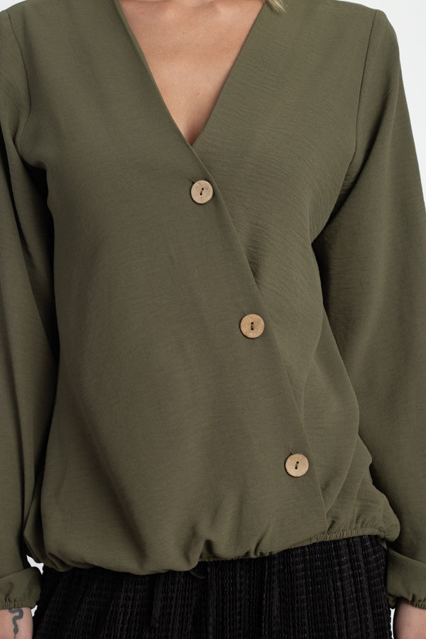 Asymmetrical Button Front Top