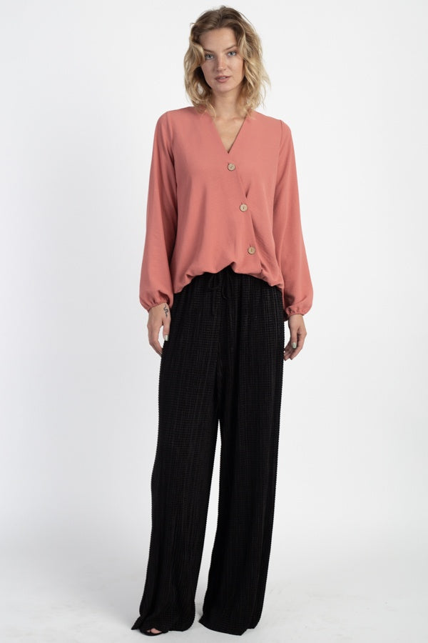 Asymmetrical Button Front Top