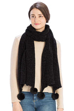 Load image into Gallery viewer, Pleated Chenile Pom Pom Scarf
