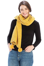 Load image into Gallery viewer, Pleated Chenile Pom Pom Scarf
