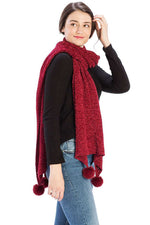 Load image into Gallery viewer, Pleated Chenile Pom Pom Scarf
