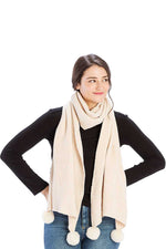 Load image into Gallery viewer, Pleated Chenile Pom Pom Scarf
