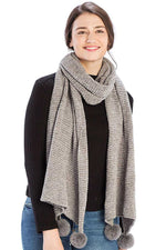 Load image into Gallery viewer, Pleated Chenile Pom Pom Scarf
