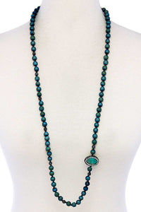 Multi Beaded Stone Long Necklace