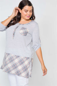 Plus Size Plaid Combo Plus Size Top