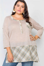 Load image into Gallery viewer, Plus Size Plaid Combo Plus Size Top
