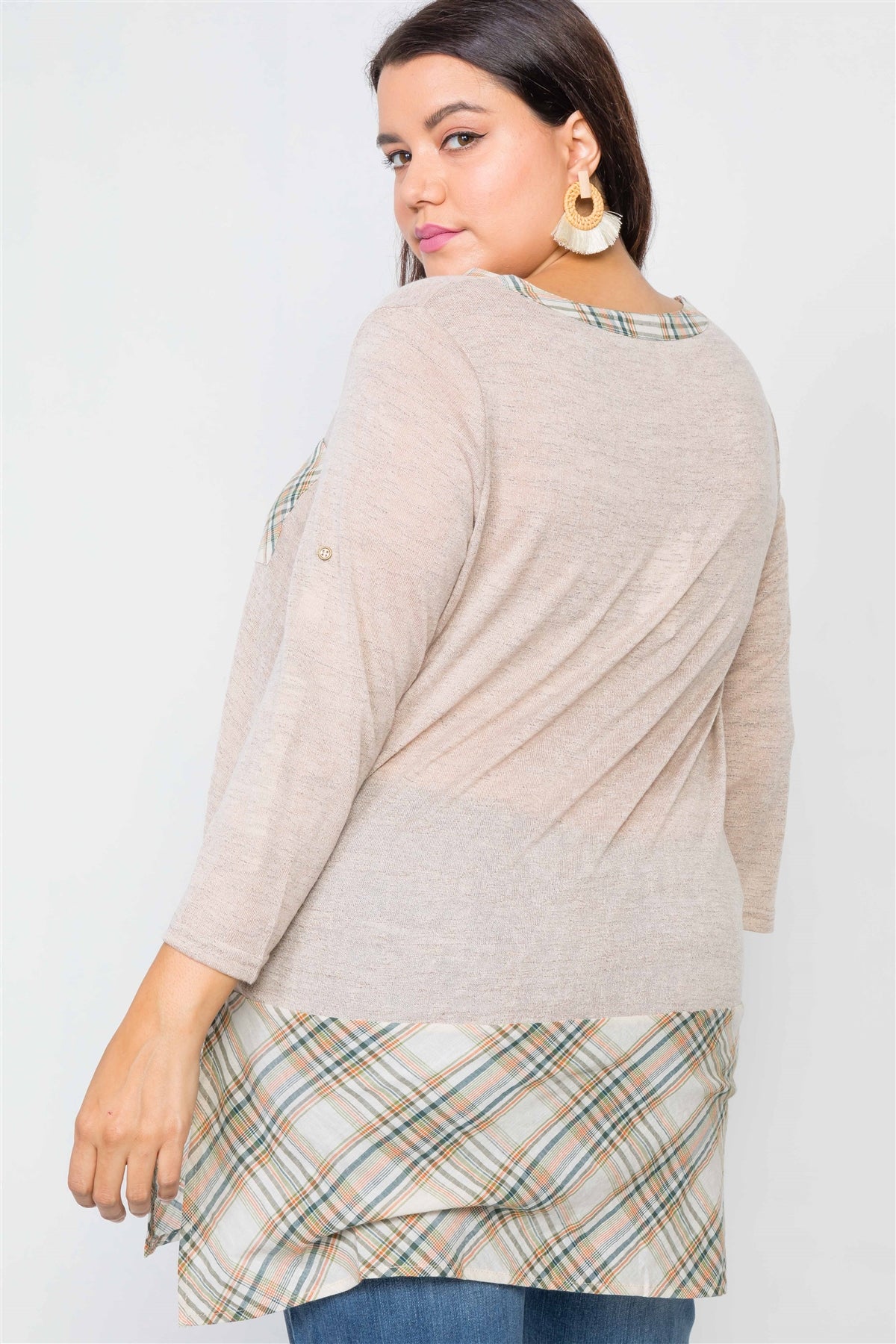 Plus Size Plaid Combo Plus Size Top