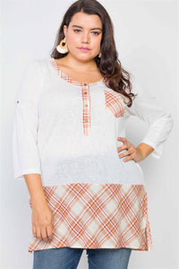 Plus Size Plaid Combo Plus Size Top