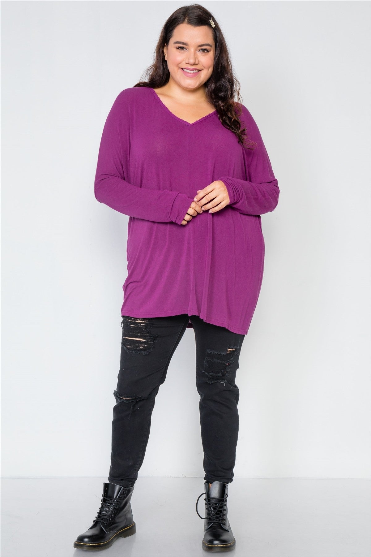 Plus Size Basic Over Sized Long Sleeve Top