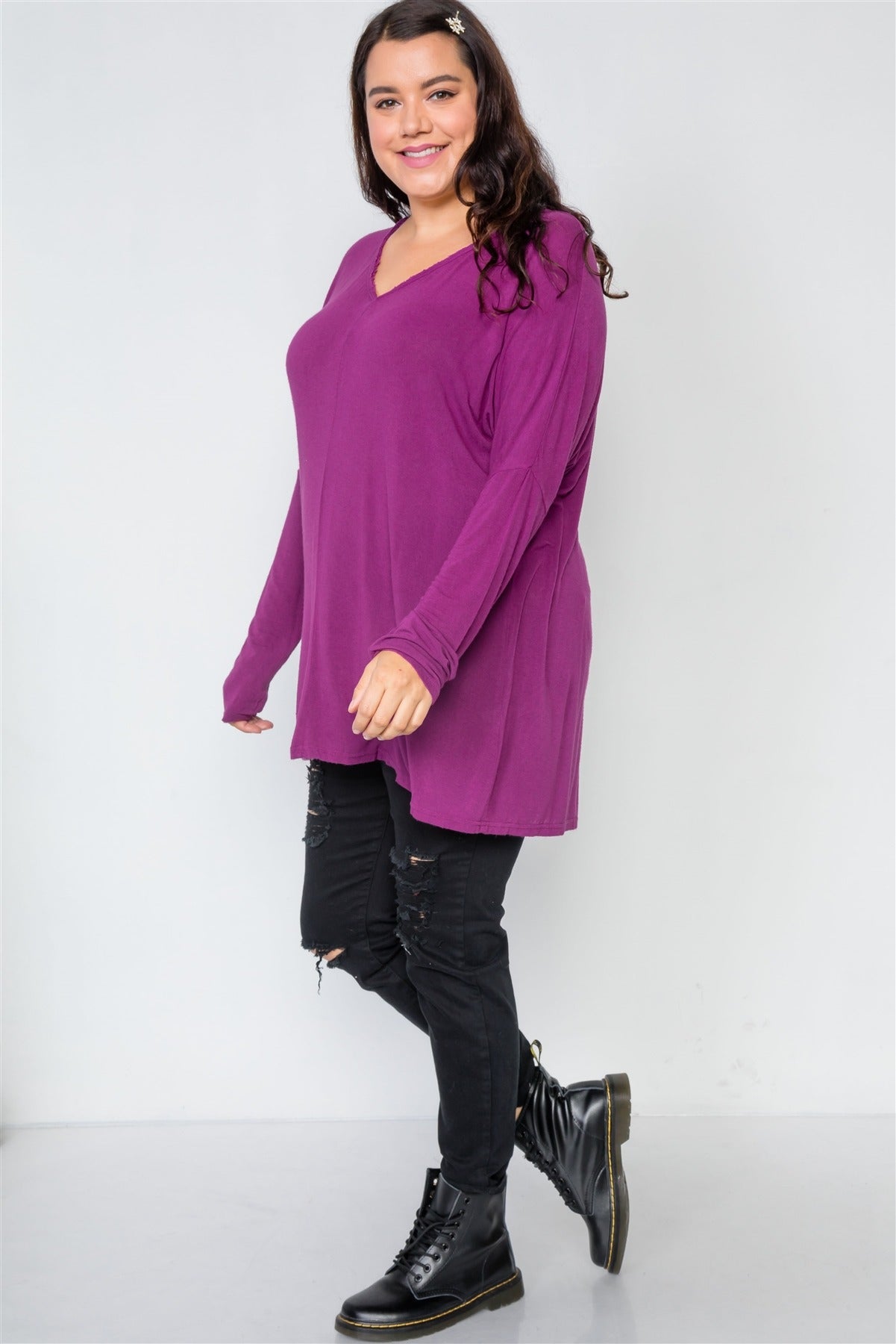 Plus Size Basic Over Sized Long Sleeve Top